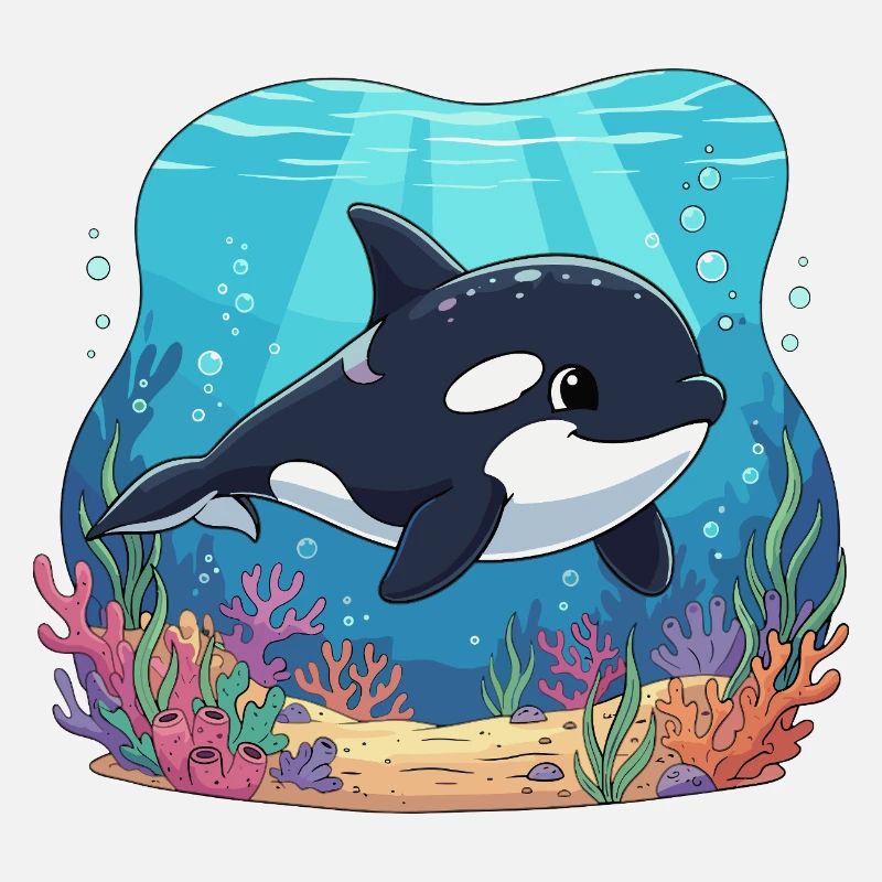 Underwater Orca in the Coral Reef