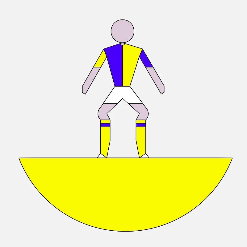 Figure abstraite subbuteo sur base jaune