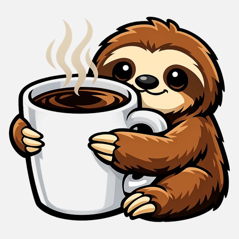 Faultier mit Kaffee-Becher
