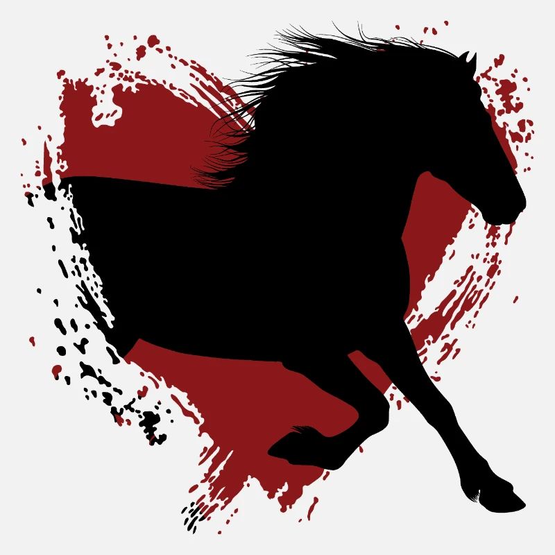 Die Silhouette eines friesischen Pferdes und eines Herzens