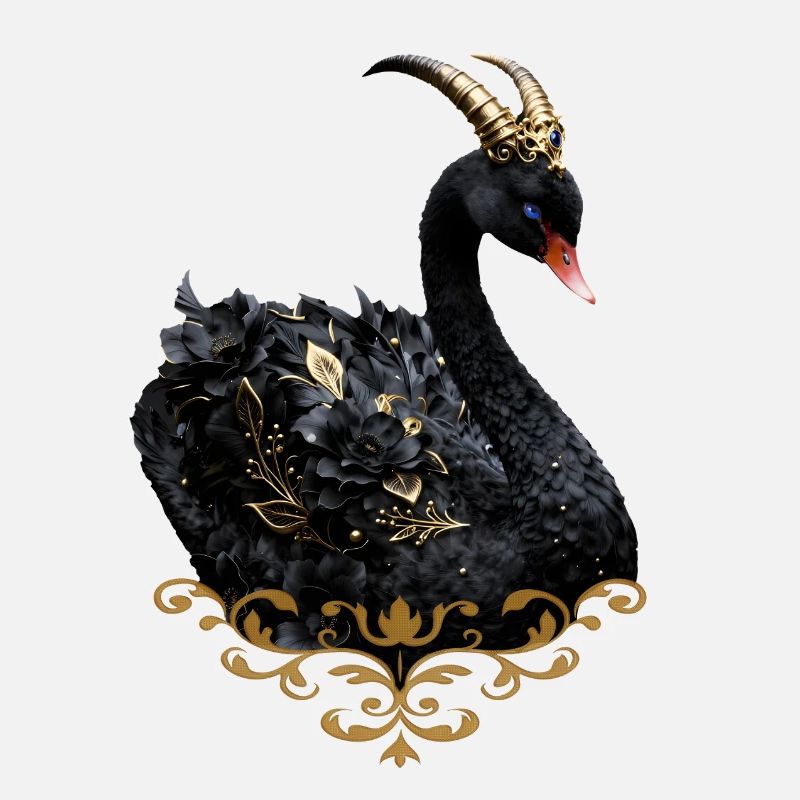 Schwarzer Schwan mit goldener Krone