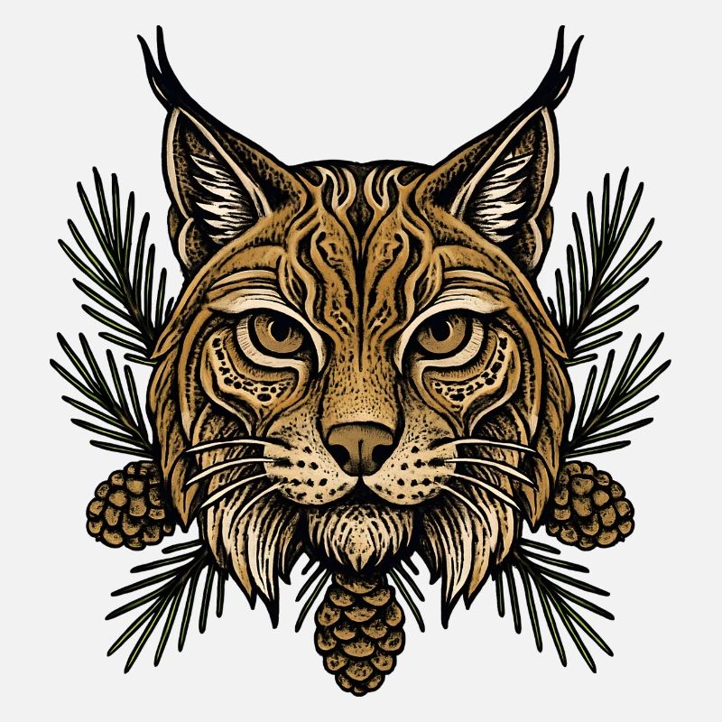Lynx Head with Fir Branches