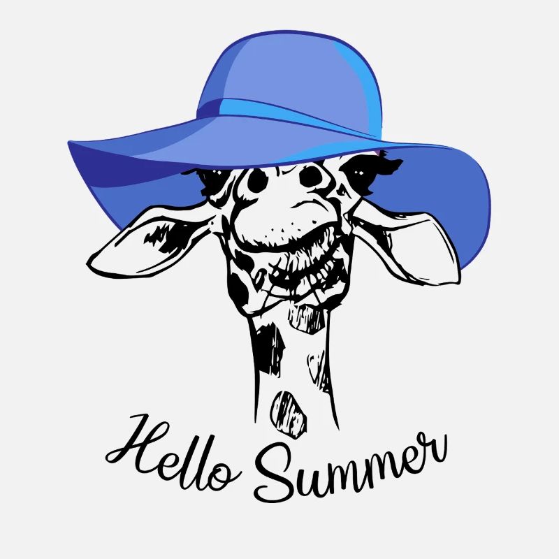 Hello Summer Giraffe Blue Sun Hat Animal Design