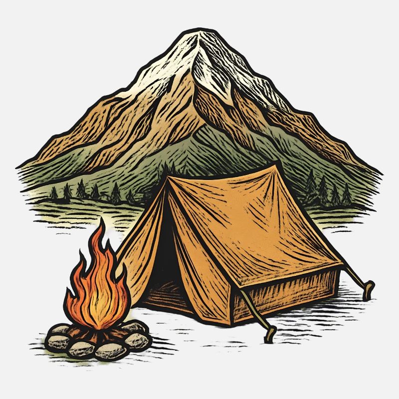 Mountain camping tent evening