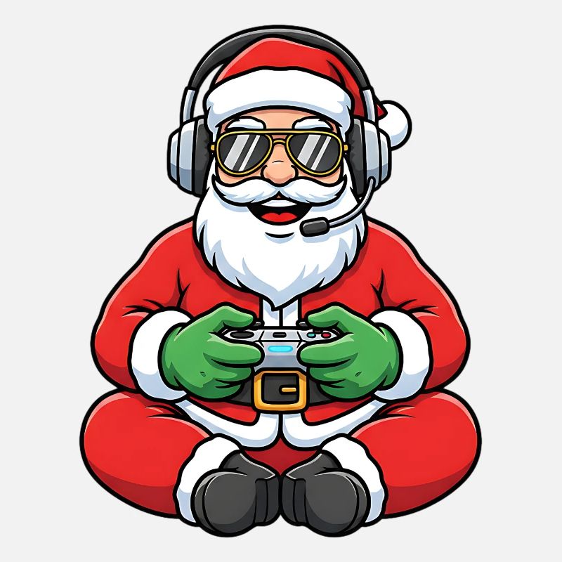 Gamer Weihnachtsmann Spielt Videospiel-Controller