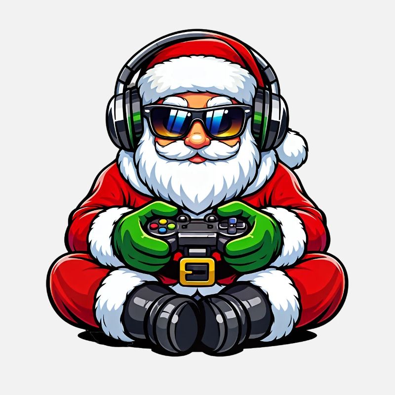 Gamer Weihnachtsmann Spielt Videospiel-Controller