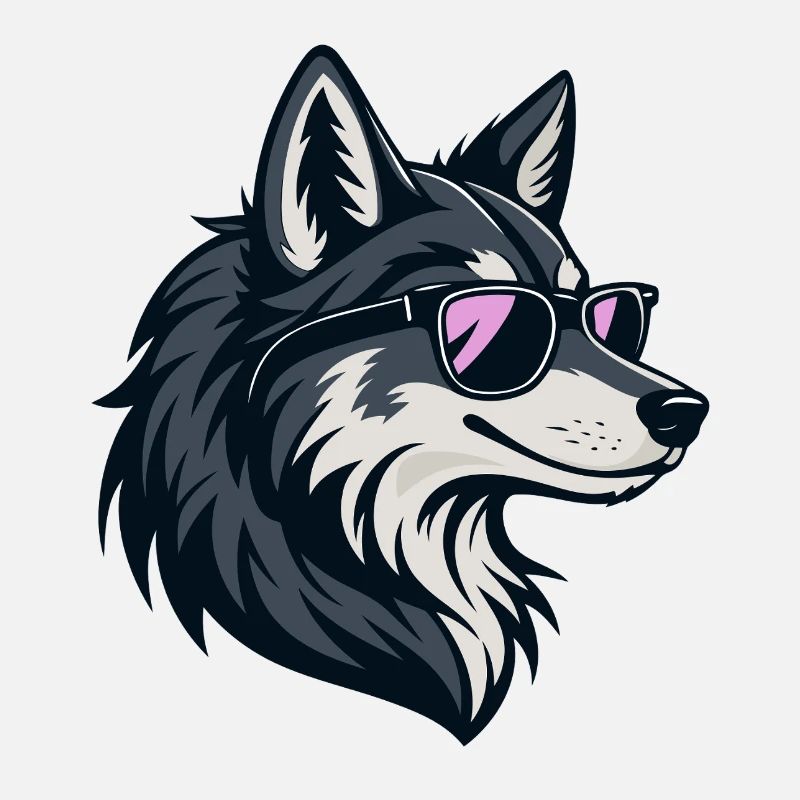 Chic wolf with rose-colored glasses