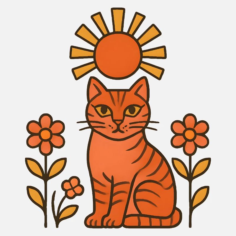 Chat du soleil dans la forêt d’orangers