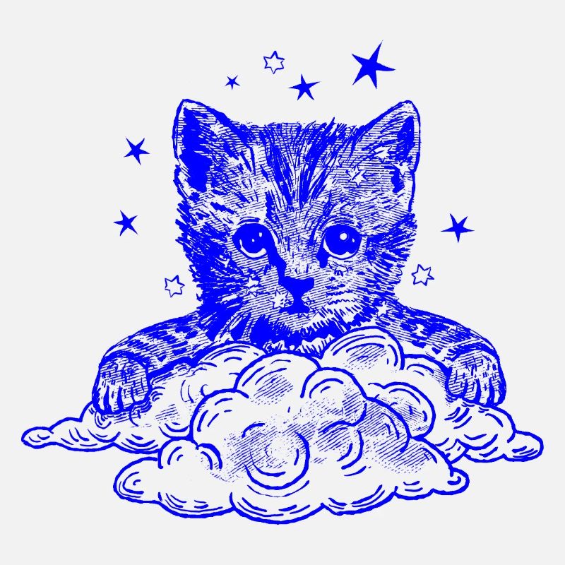 Blue cat on clouds