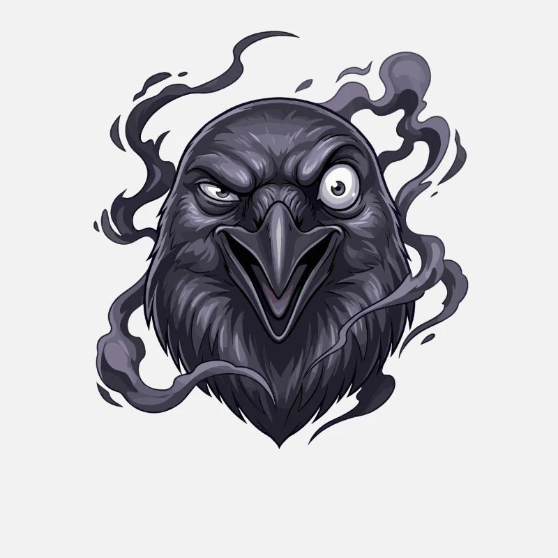 Dark Raven Head with Smoke