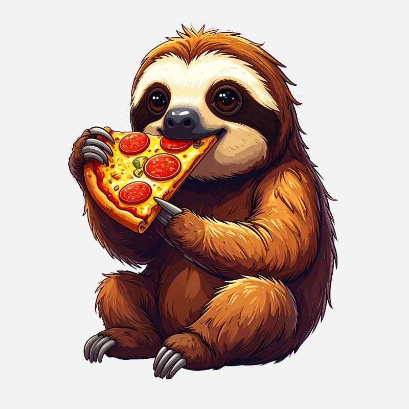 Faultier mit Pizza