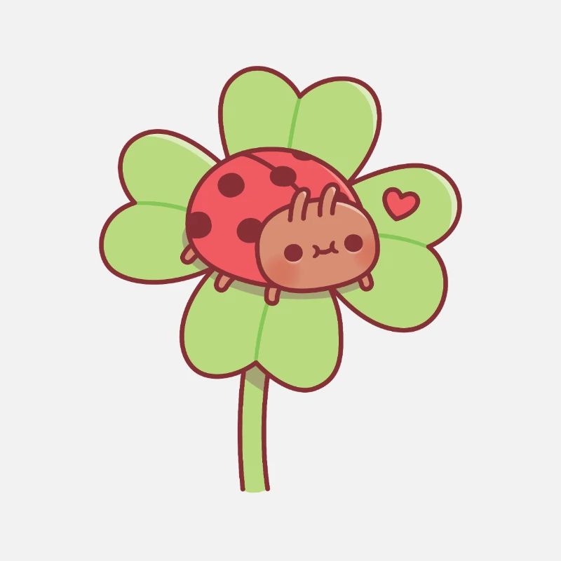Süßes Little Ladybug auf Lucky Four Leaf Clover