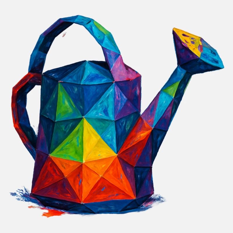 Geometrische Gießkanne – Low-Poly-Gartendesign