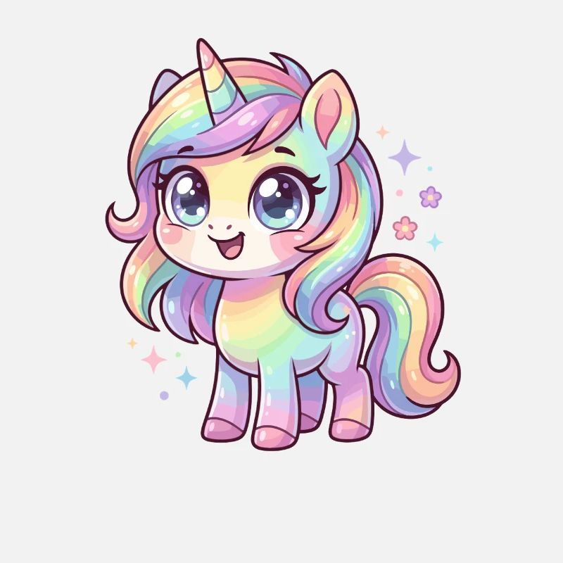 Pastel Rain Unicorn Chibi