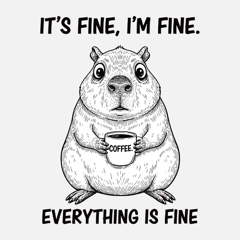 Its Fine Im Fine Coffee Capybara Humor
