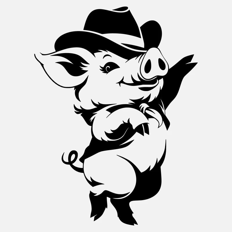 Motif de dessin animé de cochon drôle avec chapeau