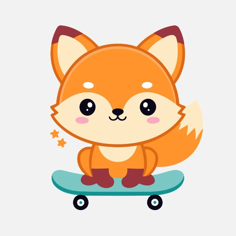 Fox on a cheerful skateboard