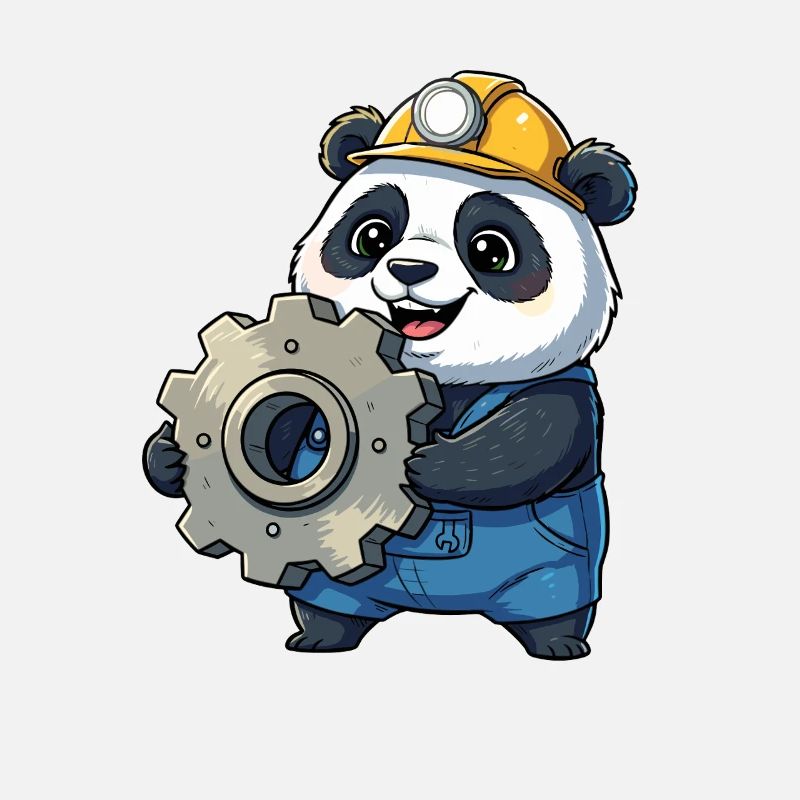 Panda Construction Worker with Gear