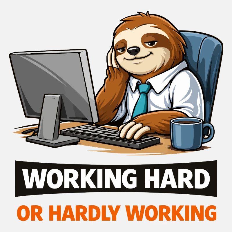 Sloth at Desk: Work Hard Meme