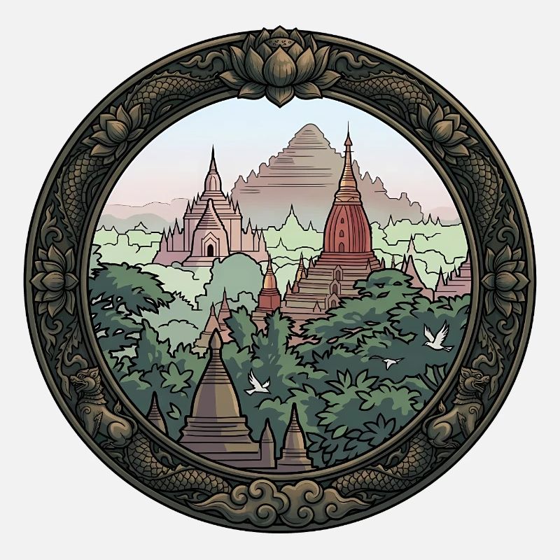Jungle Temple Circular Art