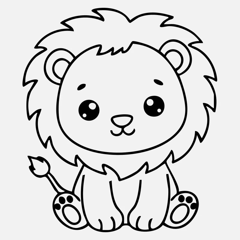 Petit Lion mignon – Petit noir et blanc