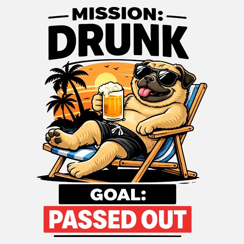 Sunset Pug Loungeing Beer Tee