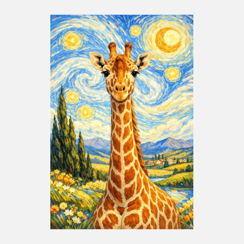 Starry Night Style Giraffe