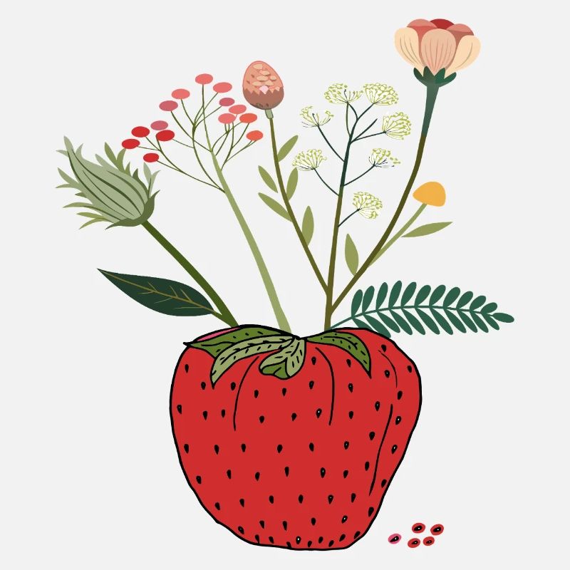 Fraise avec bouquet de fleurs