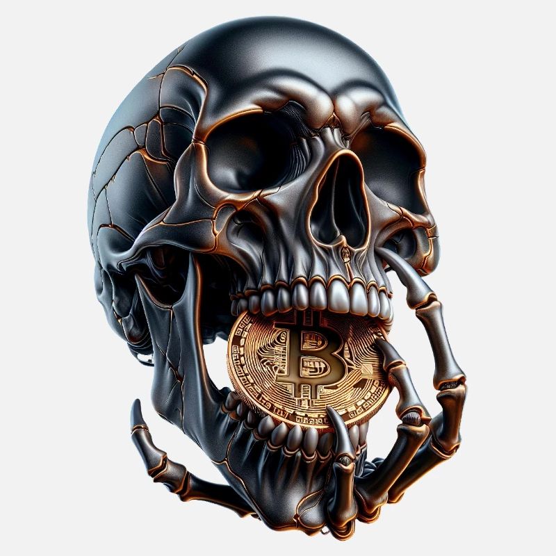 Bitcoin Skull Dark Crypto Design