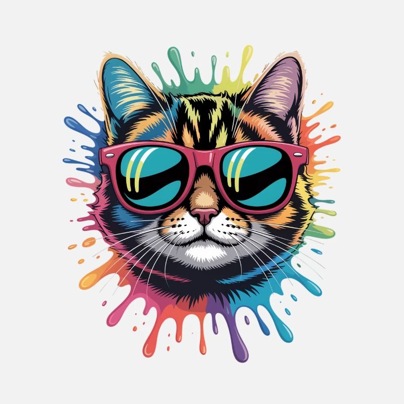 Bunte Katze Wasserfarben Spritzer Graffiti