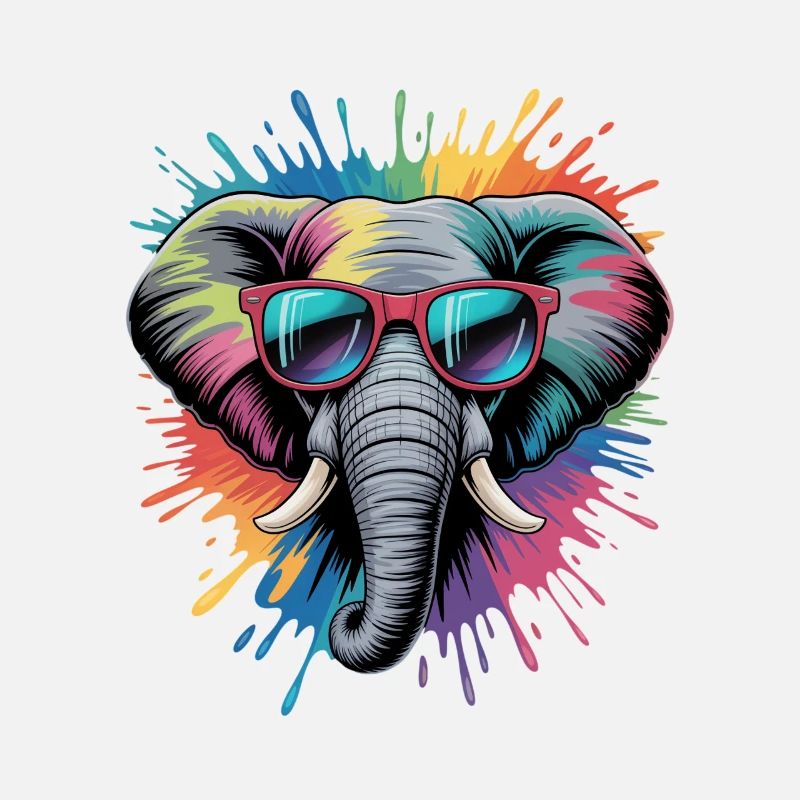 Bunter Elefant Wasserfarben Spritzer