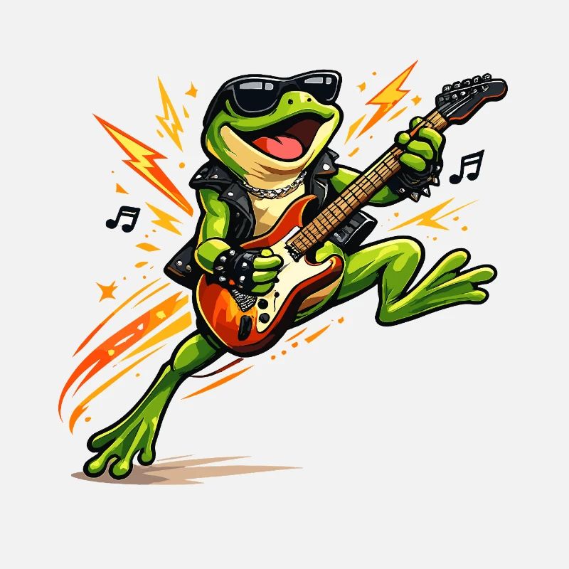 Frosch-Rocker mit E-Gitarre