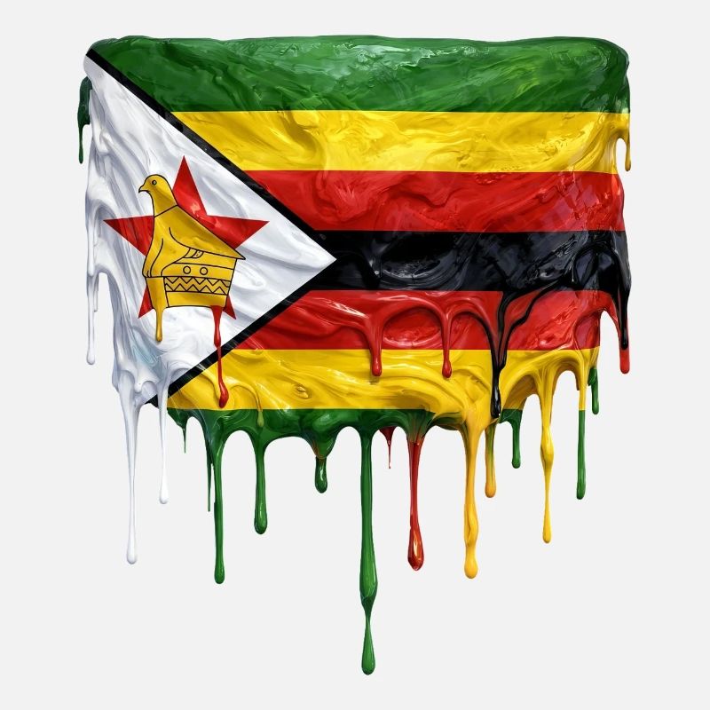 Zimbabwe flag with dripping paint
