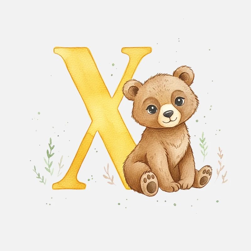 Peinture aquarelle de X et Teddy Bear