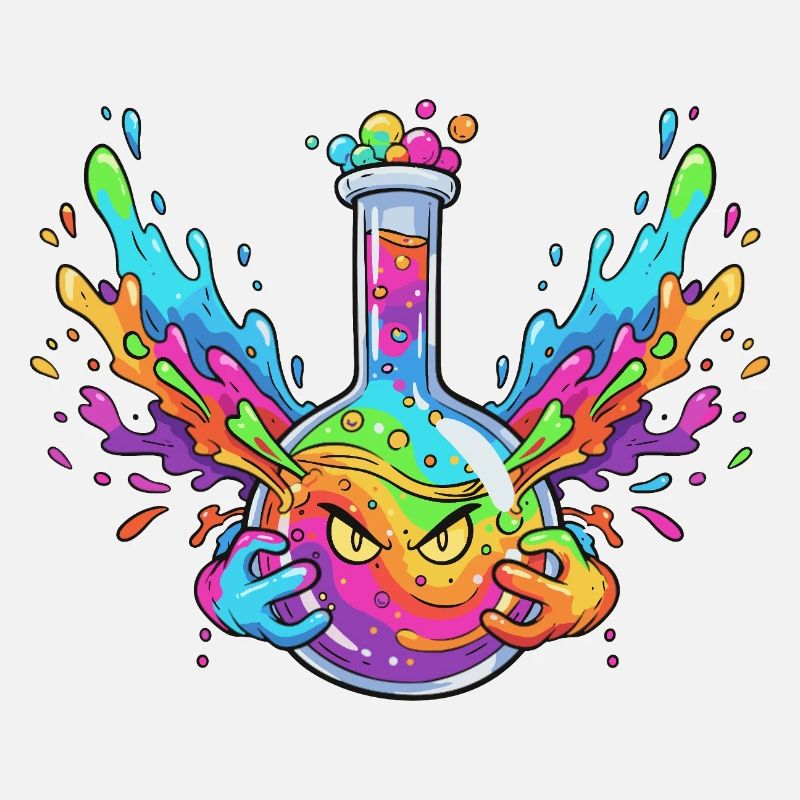 Explosion de la bouteille d’alchimie colorée