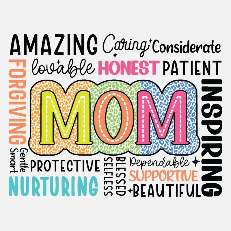 Buntes MOM Tribute Typo-Design Muttertag Geschenk