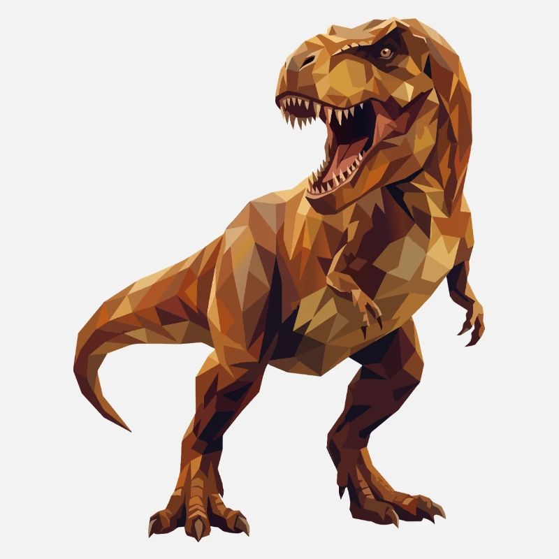 Geometrische T-Rex-Dinosaurier-Low-Poly-Erdtöne