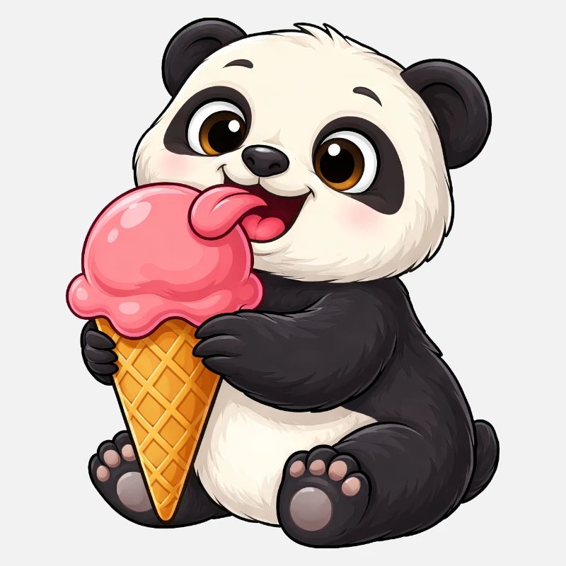 Süßer Panda Eiscreme Tier Kunst Kinder Sommer Kawa