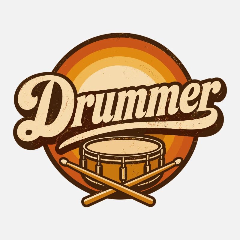 Drummer Retro-Logo mit Trommel