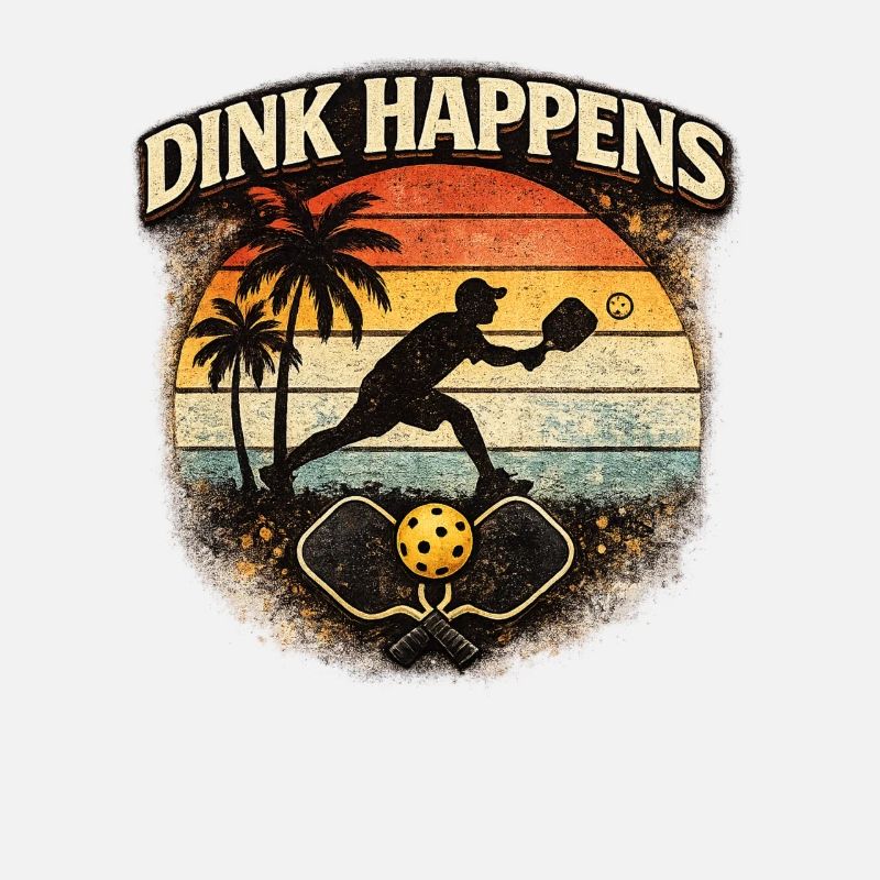 Dink Happens Retro Sunset Pickleball