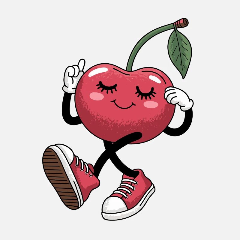 Dancing cherry with sneakers cheerful