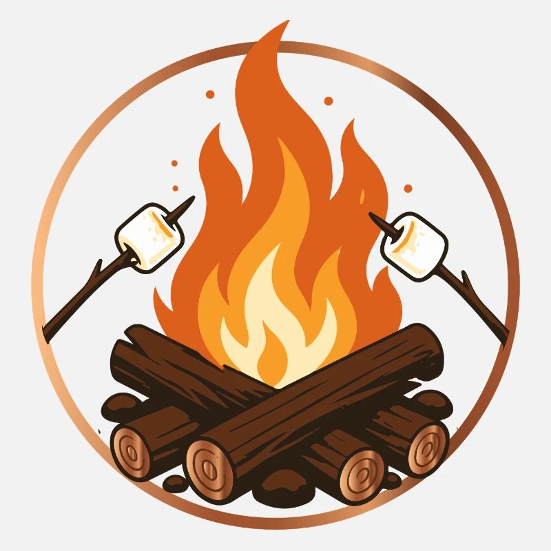 Campfire with Marshmallows Camping Motif