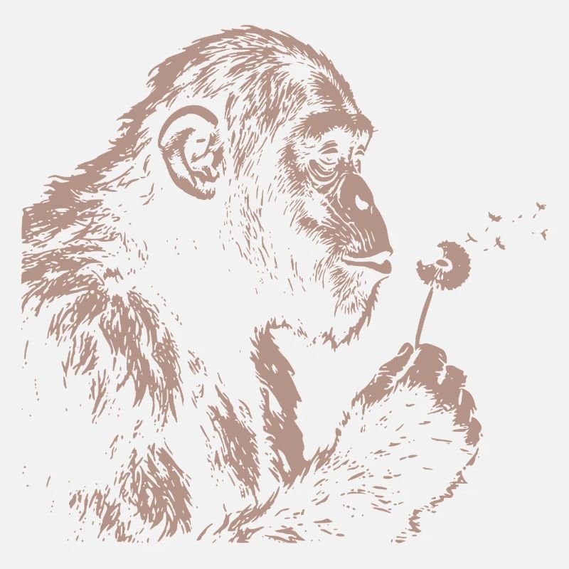  Chimpanzee Blowing Dandelion Art Monkey Nature