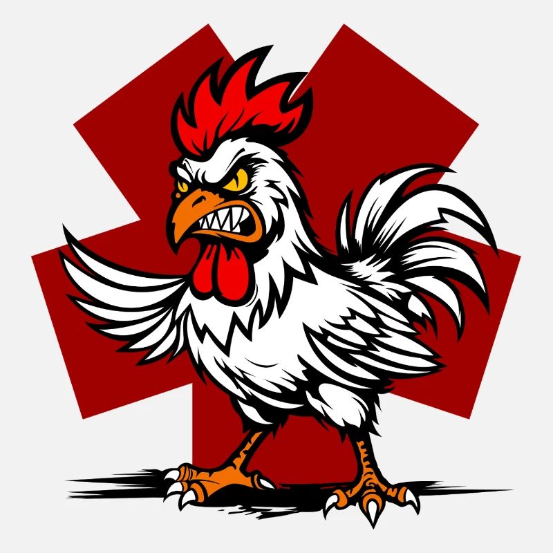 Combative rooster with yellow eyes