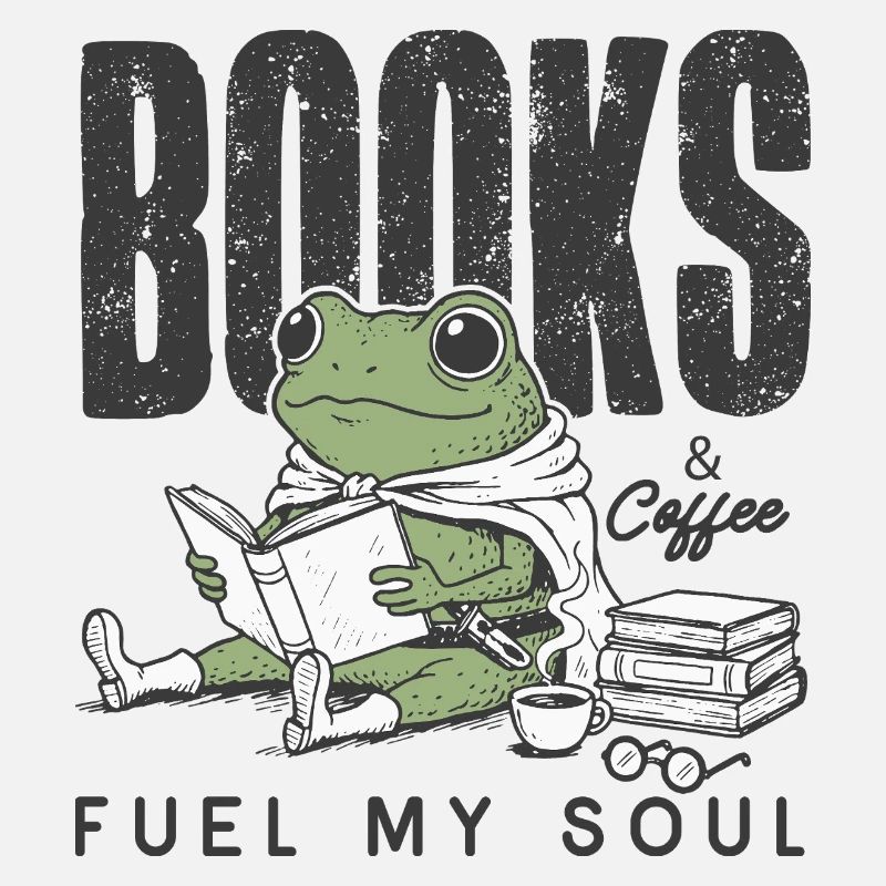 Frosch liest Buch mit Kaffee Bücherwurm Lesen