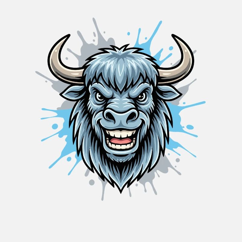 Blue Bison Head Splash