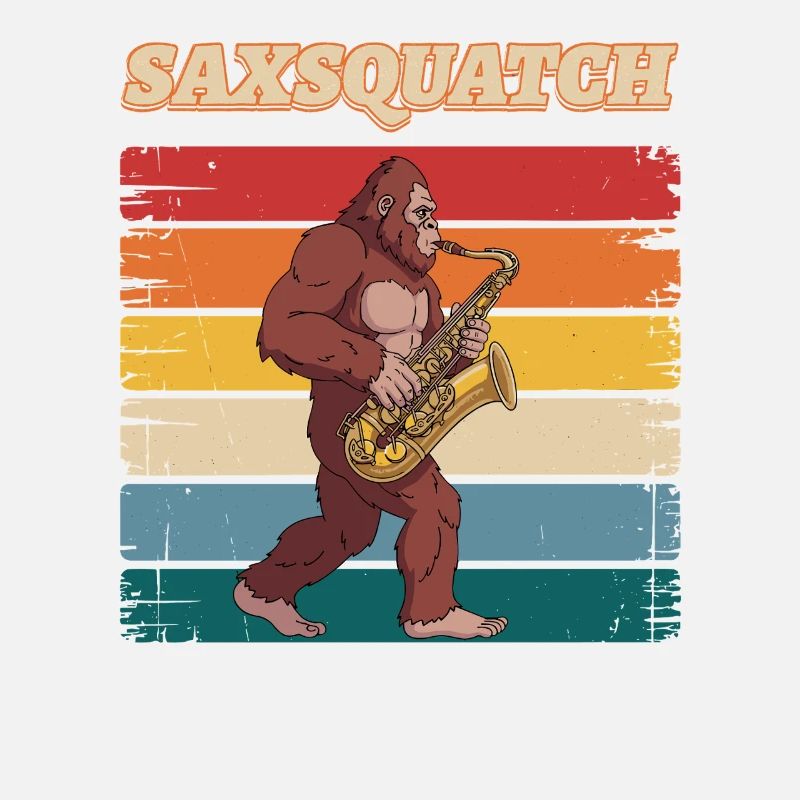 Sax Squatch on Retro Stripes