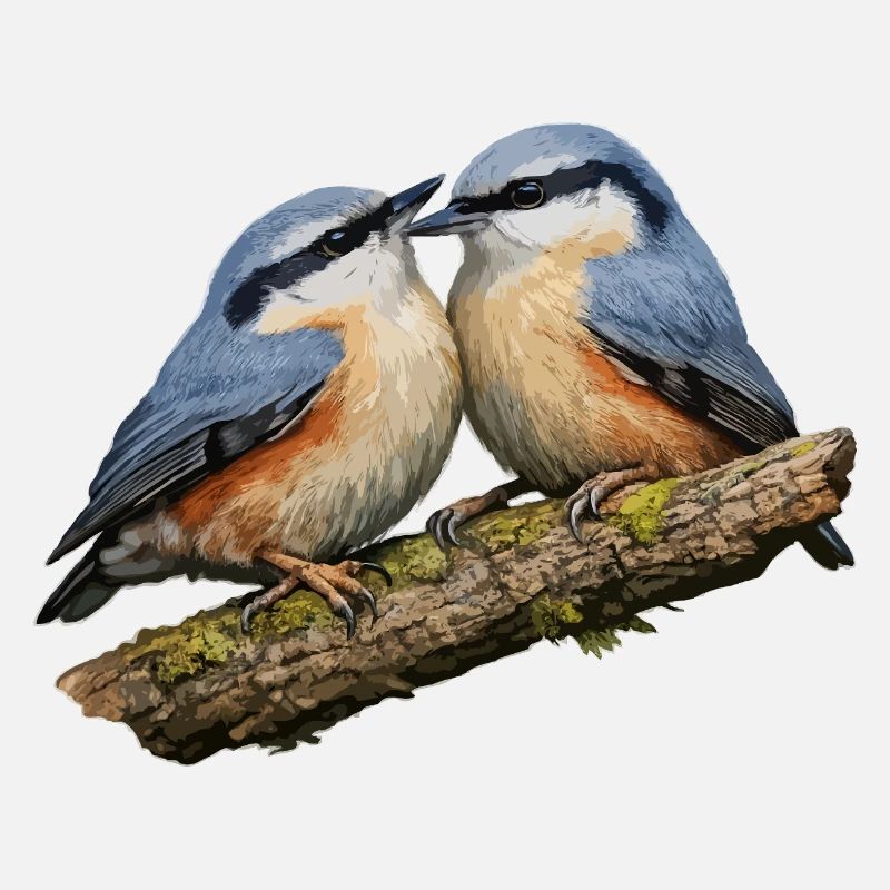 Two Nuthatches on Branch