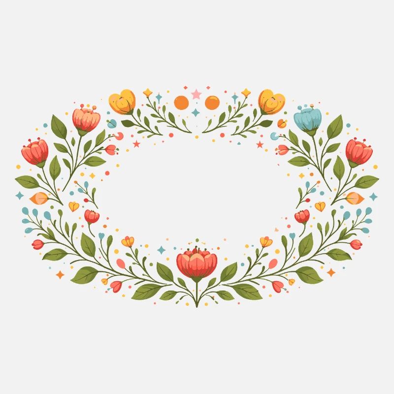 Floral Spring Frame with Flowers