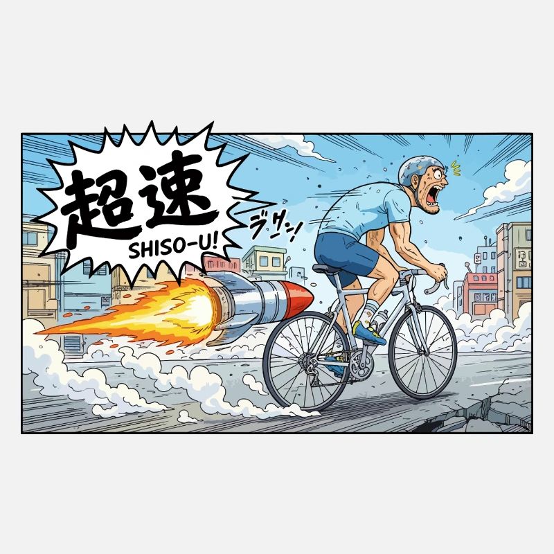 Cycliste à hypervitesse avec explosion de fusée
